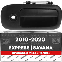 Chevrolet Express GMC Savana Rear Passenger Hinged Door Handle - Textured Black with Keyhole, Metal Exterior Replacement - Rear Passenger Side Hinged Door