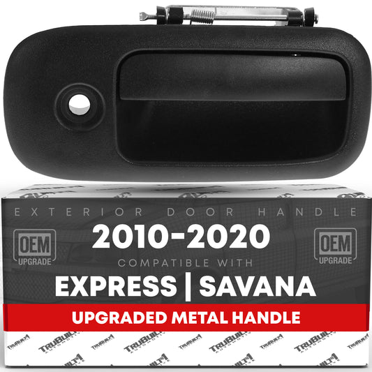 Chevrolet Express GMC Savana Rear Passenger Hinged Door Handle - Textured Black with Keyhole, Metal Exterior Replacement - Rear Passenger Side Hinged Door
