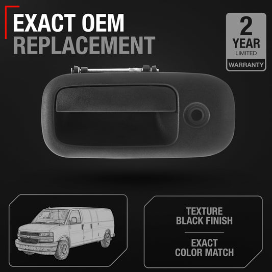Chevrolet Express GMC Savana Exterior Rear Driver Hinged Door Handle - Textured Black - Rear Left Handle