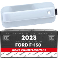 T1A Exterior Front Driver Door Handle Replacement - Compatible with 2015-2022 Ford F-150 - Oxford White, with Keypad Hole - Plastic - OEM FL3Z1522405HAPTMYZ - Front Driver Door Handle