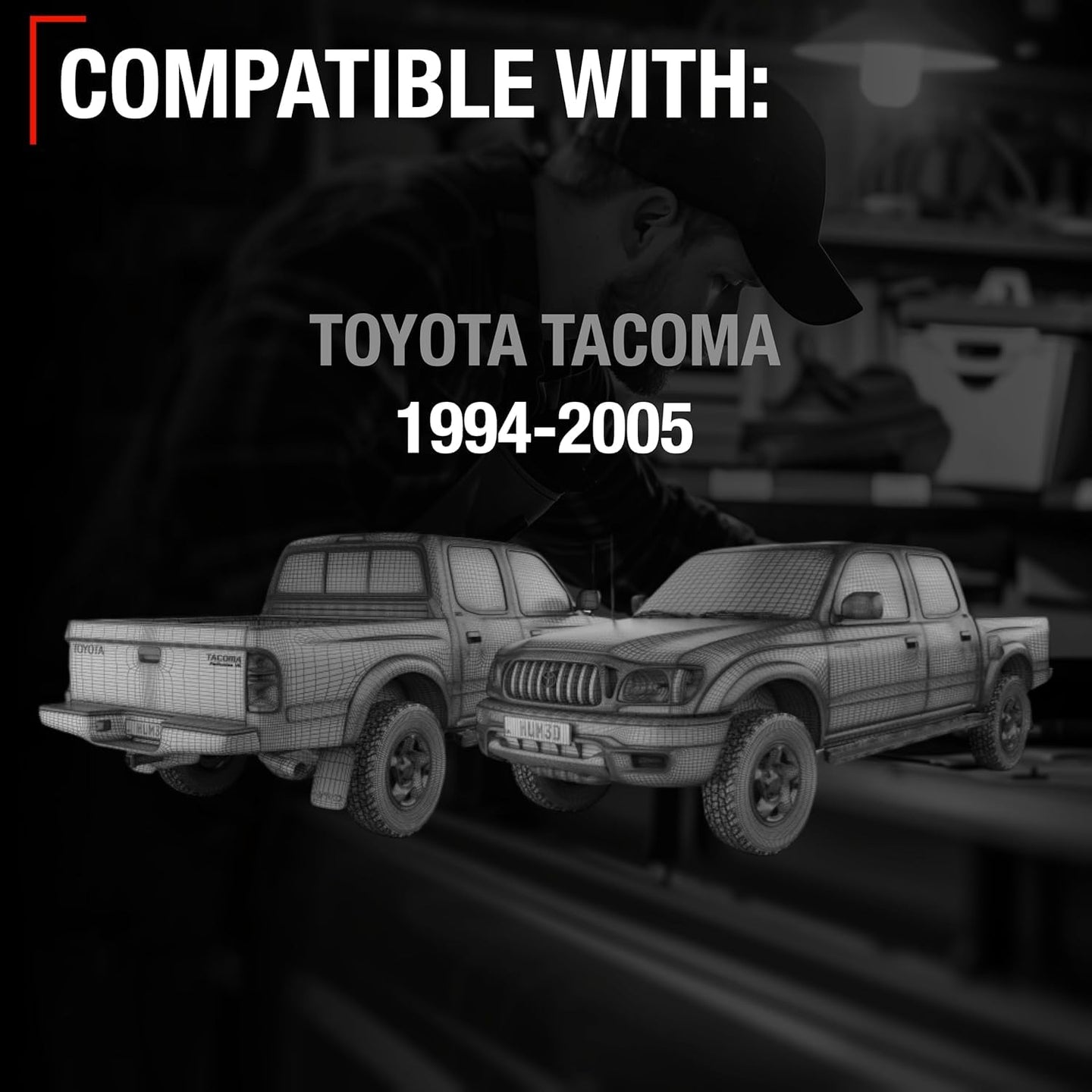 1995-2004 Toyota Tacoma Tailgate Handle Assembly - Upgraded Metal Liftgate Latch Textured Black - Tailgate Handle (Metal)