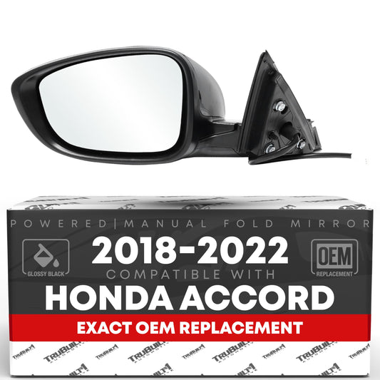 Honda Accord Mirror Replacement, Driver Side - Power Adjust, Flat Glass, Manual Fold, Smooth Black Design - Driver Side Mirror