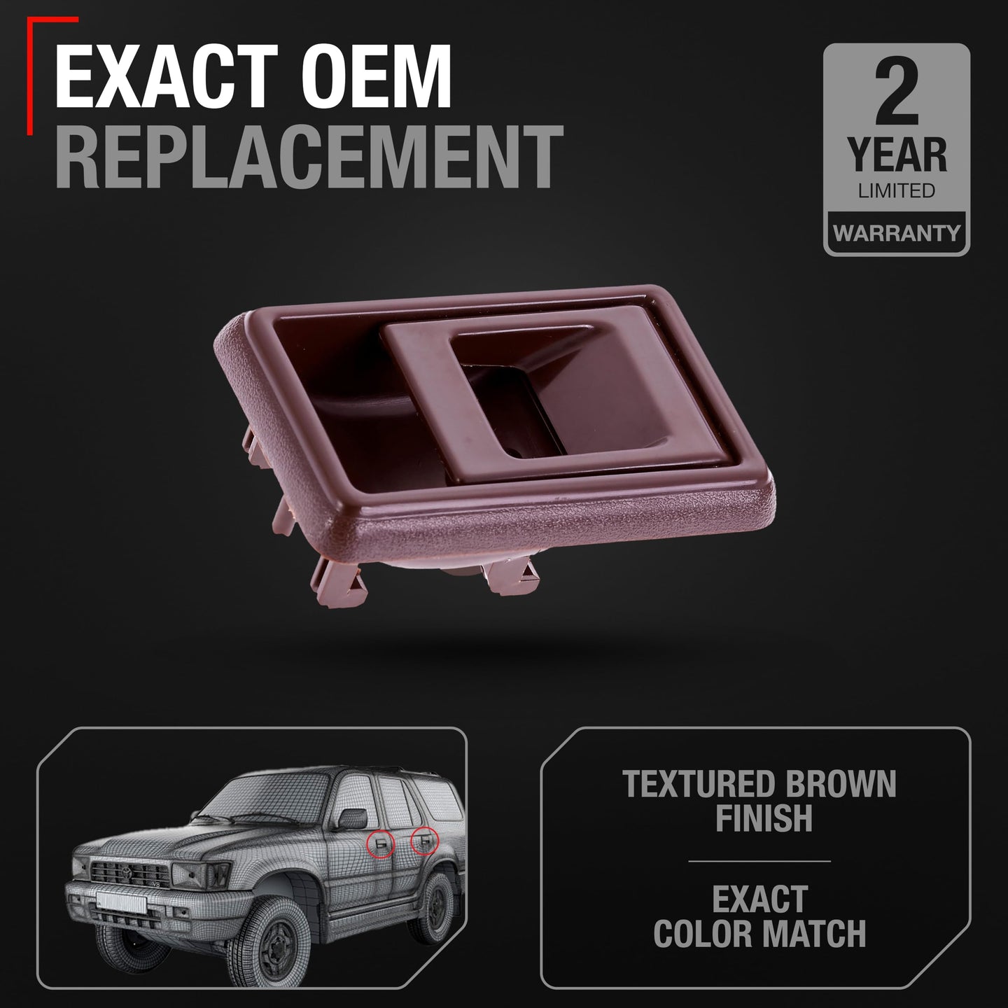 Toyota Corolla Tacoma Pickup 4Runner Geo Prizm Interior Driver Door Handle - Front & Rear - Brown - Plastic - Brown,Driver Door Handle