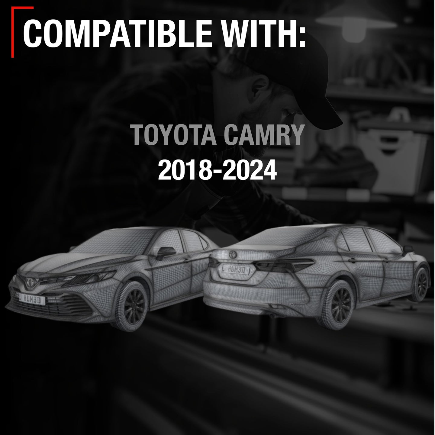 2018-2024 Toyota Camry Driver Side Mirror - Powered Adjustment Manual Folding Flat Glass Black - Driver Side Mirror