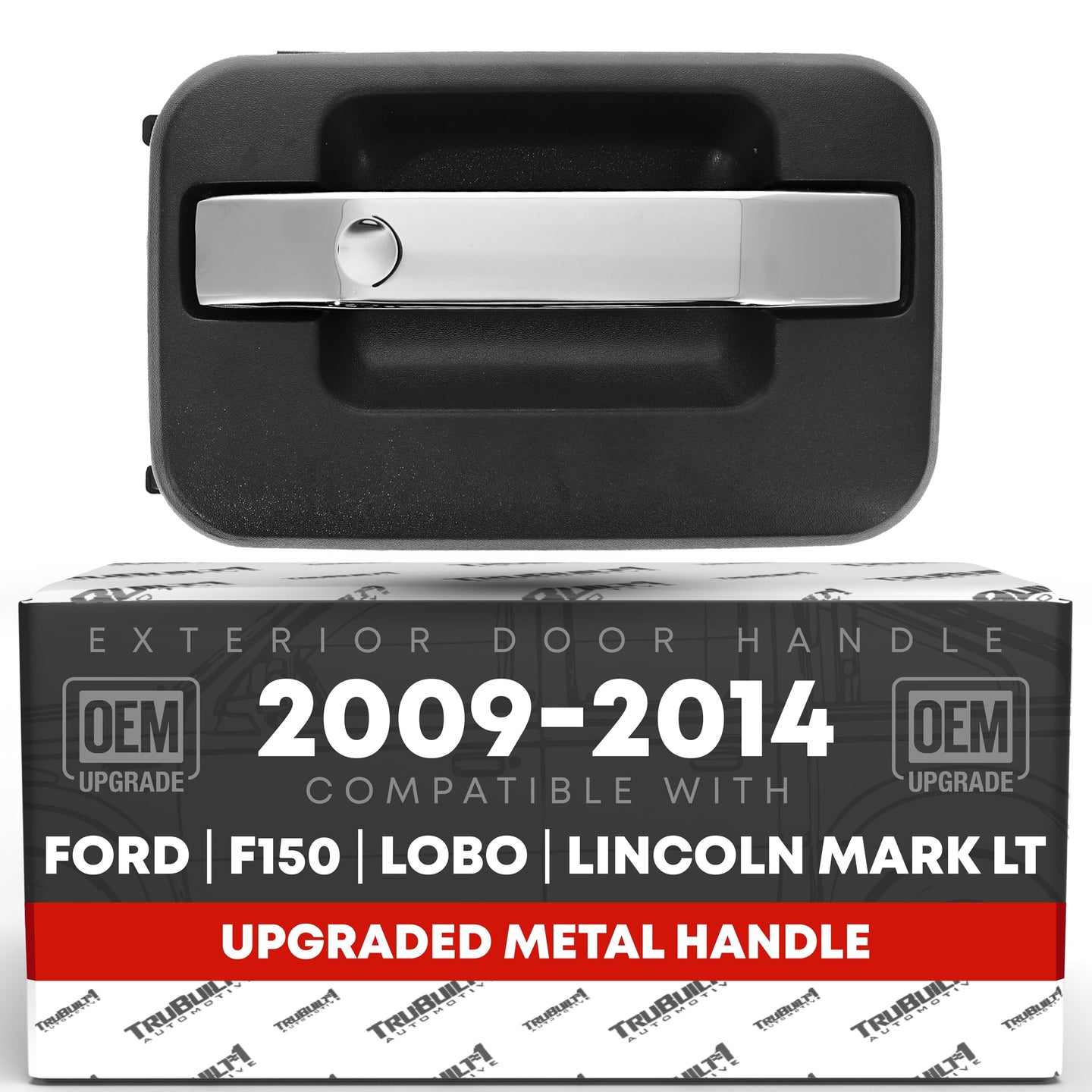Ford F-150, Lobo, Mark LT Exterior Front/Rear Passenger Door Handle, Upgraded Metal - Chrome, Black w/ Keyhole - Front or Rear Passenger Side Handle