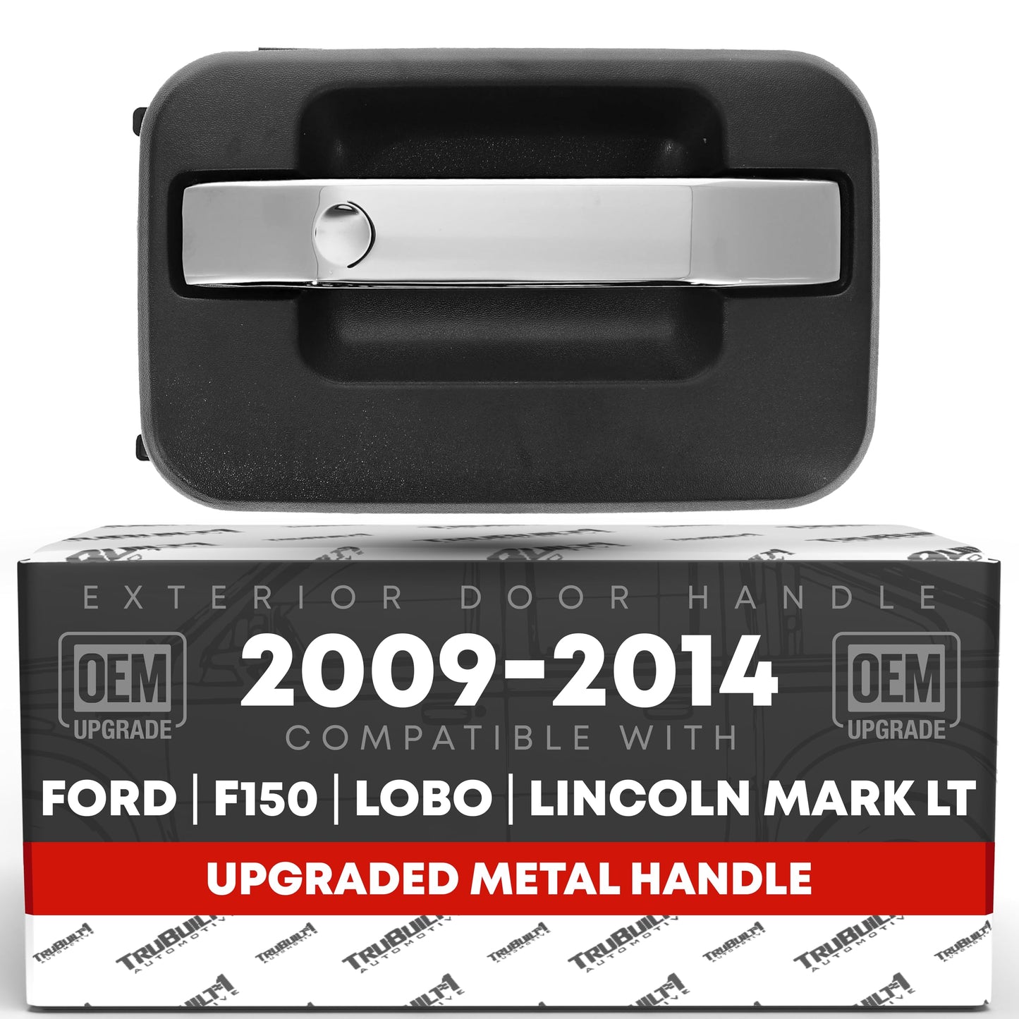 Ford F-150, Lobo, Mark LT Exterior Front/Rear Passenger Door Handle, Upgraded Metal - Chrome, Black w/ Keyhole - Front or Rear Passenger Side Handle