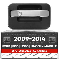 Ford F-150, Lobo, Mark LT Exterior Front/Rear Passenger Door Handle, Upgraded Metal - Chrome, Black w/ Keyhole - Front or Rear Passenger Side Handle