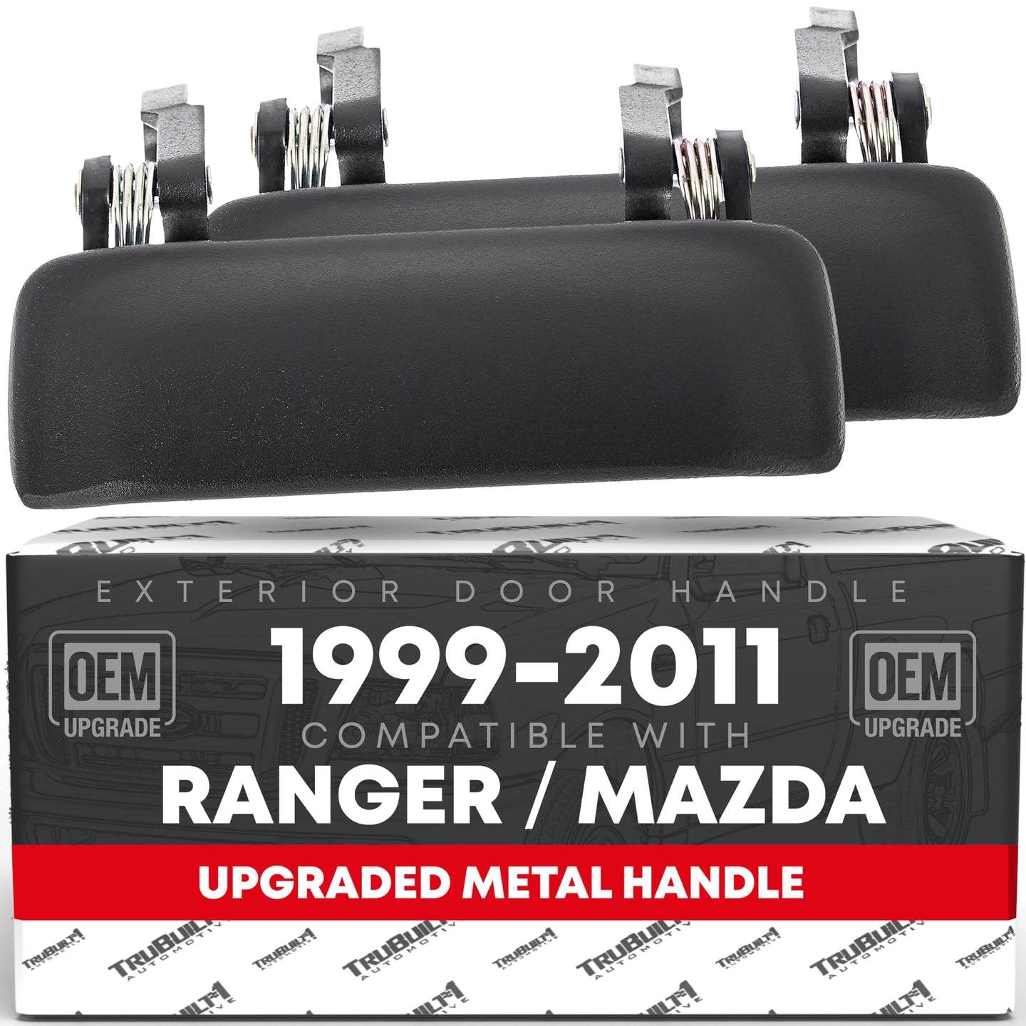 2001-2011 Ford Ranger 2001-2010 Mazda B2300 B3000 B4000 Exterior Front Driver & Passenger Door Handle Set - Black Metal - Front Driver + Passenger Handles