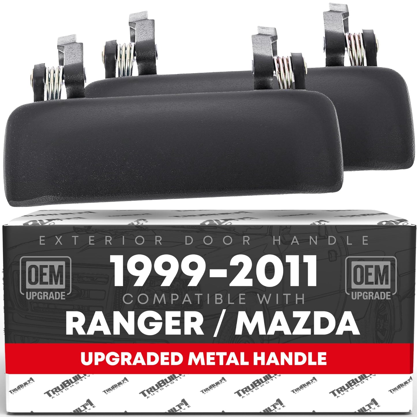 2001-2011 Ford Ranger 2001-2010 Mazda B2300 B3000 B4000 Exterior Front Driver & Passenger Door Handle Set - Black Metal - Front Driver + Passenger Handles