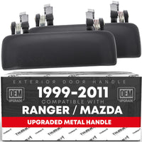 2001-2011 Ford Ranger 2001-2010 Mazda B2300 B3000 B4000 Exterior Front Driver & Passenger Door Handle Set - Black Metal - Front Driver + Passenger Handles