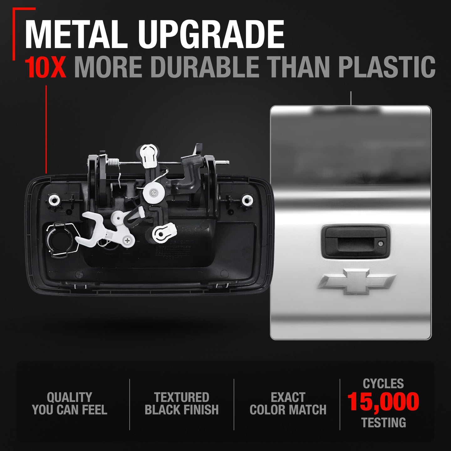 2014-2015 Chevrolet Silverado GMC Sierra 1500 2500 3500 HD Tailgate Handle Assembly - Upgraded Metal Liftgate Latch Handle Textured Black - Black Metal Tailgate