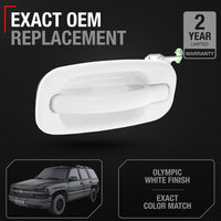 Exterior Rear Driver Door Handle - Compatible with 1999-2006 Chevrolet Silverado, Suburban, Tahoe; 1999-2006 GMC Sierra, Yukon - Olympic White - OEM 15029899-GAZ, 80114 - Rear Driver Door Handle