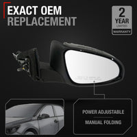 Passenger Side Heated Side View Mirror with Blind Spot Detection - Compatible with 2016-2017 Toyota Camry - Power Heated, Blind Spot Detection, Manual Folding - OEM 8790106041-PFM