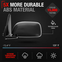 Driver Side Mirror Replacement - Compatible with 1995-1999 Toyota Tacoma - Manual Adjustment, Manual Folding, Flat Glass - Textured Black Cover - OEM 87940-04040, 955449, TO1320116 - Driver Side Mirror