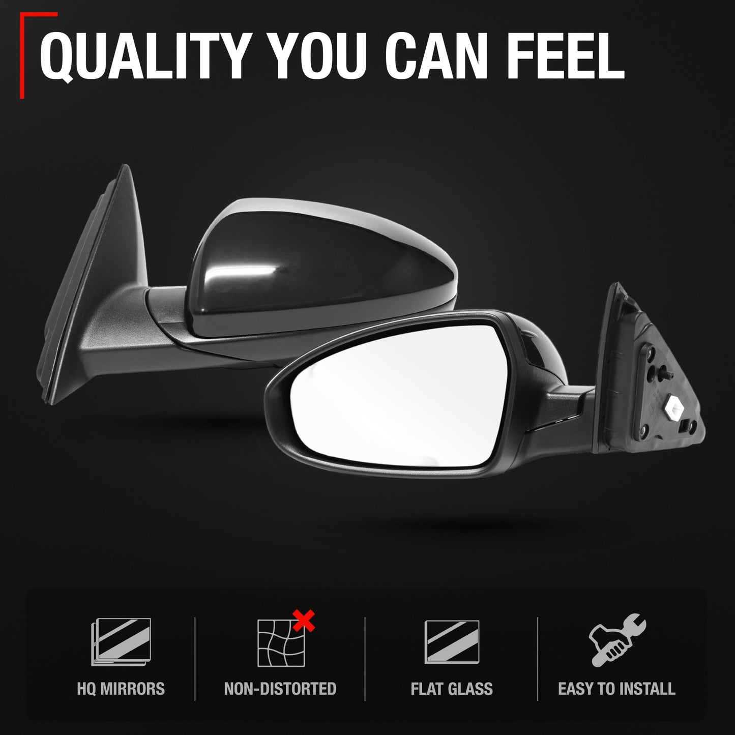 2019-2024 Kia Forte Driver Side Mirror Replacement Powered Manual Fold Flat Glass Smooth Black - Driver Side Mirror