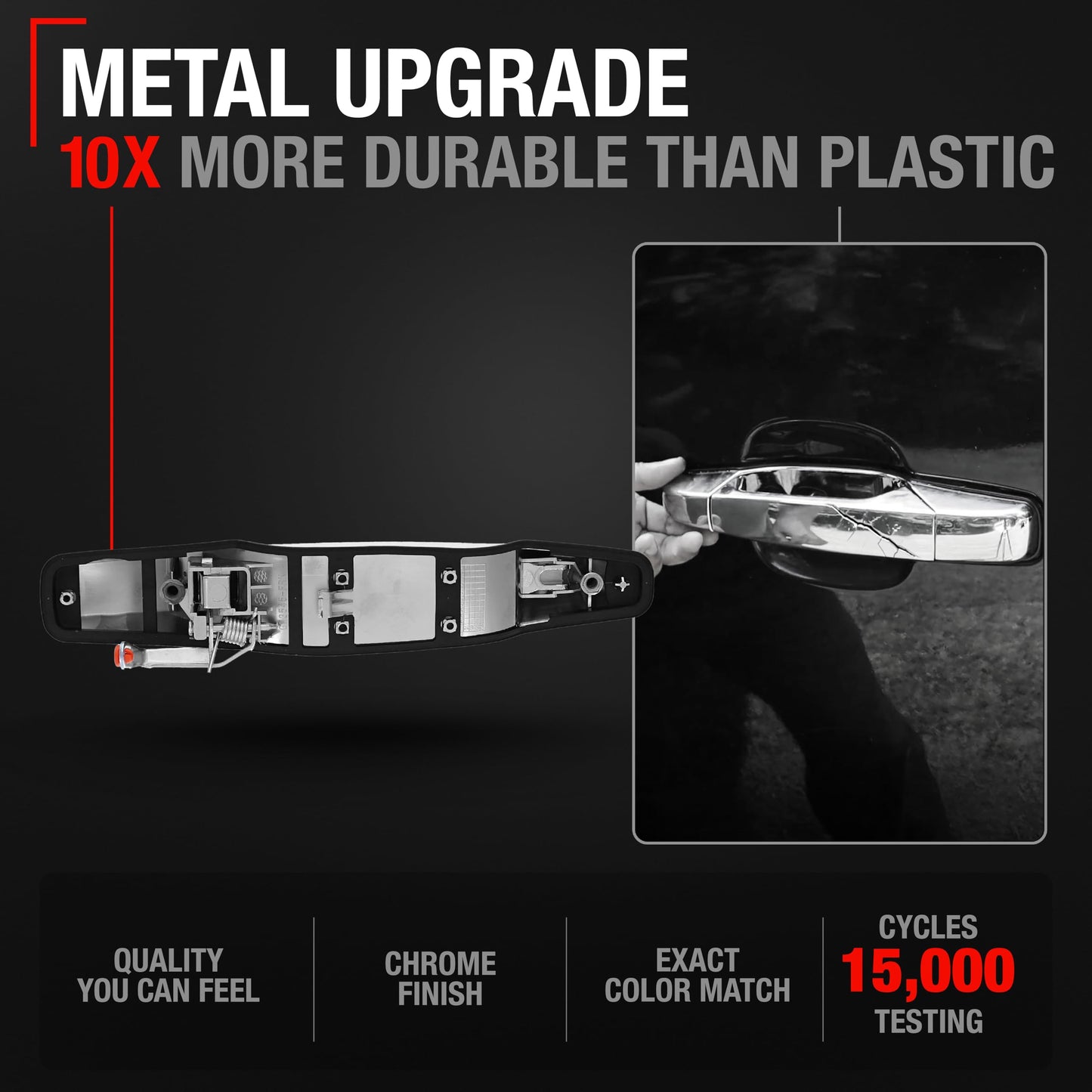 2007-2014 Chevrolet Silverado Front Passenger Door Handle, All Chrome - Front Passenger Handle without Keyhole