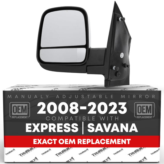 Chevrolet Express GMC Savana Driver Side Mirror - Manual Folding - Dual Glass - Textured Black - Driver Side Mirror