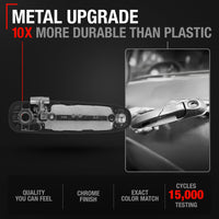 2002-2009 Dodge Ram 1500 2500 3500 4500 5500; 2005-2010 Dodge Dakota; 2004-2009 Dodge Durango Exterior Front Driver Door Handle, Upgraded Metal - All Chrome w/ Keyhole - Front Driver Side Handle