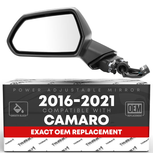 Chevrolet Camaro Driver Mirror - Non-Foldable, Power Adjust, Flat Glass, Smooth Black Housing - Driver Side Mirror