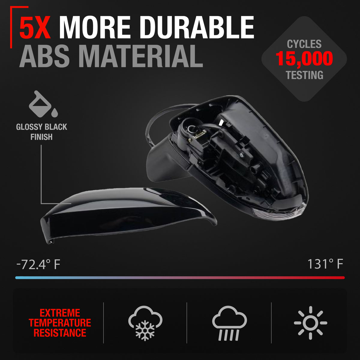 Driver Side Heated Side View Mirror with Integrated Turn Signal - Compatible with 2020-2024 Toyota Corolla - Power Heated, Turn Signal, Manual Folding - Paintable Textured Black - OEM 8794012G00 - Driver Side Mirror
