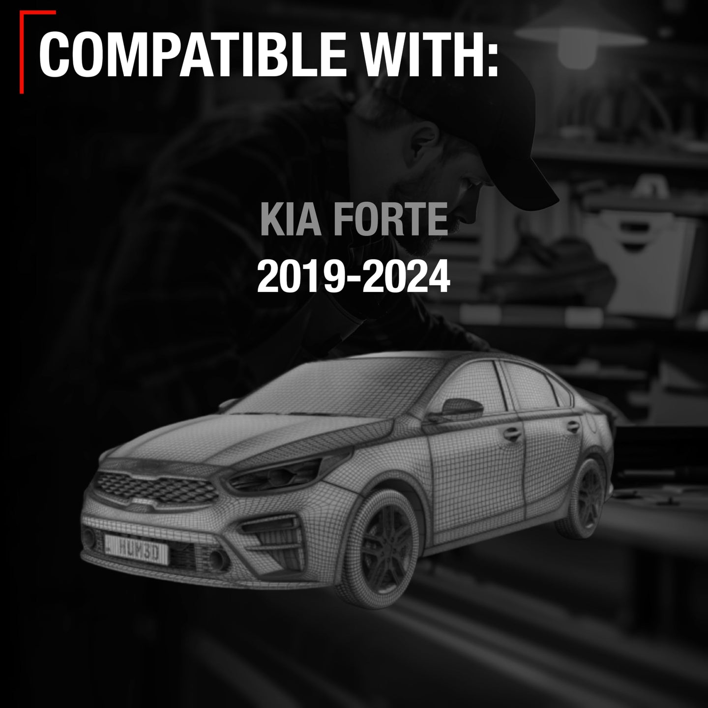 2019-2024 Kia Forte Driver Side Mirror Replacement Powered Manual Fold Flat Glass Smooth Black - Driver Side Mirror