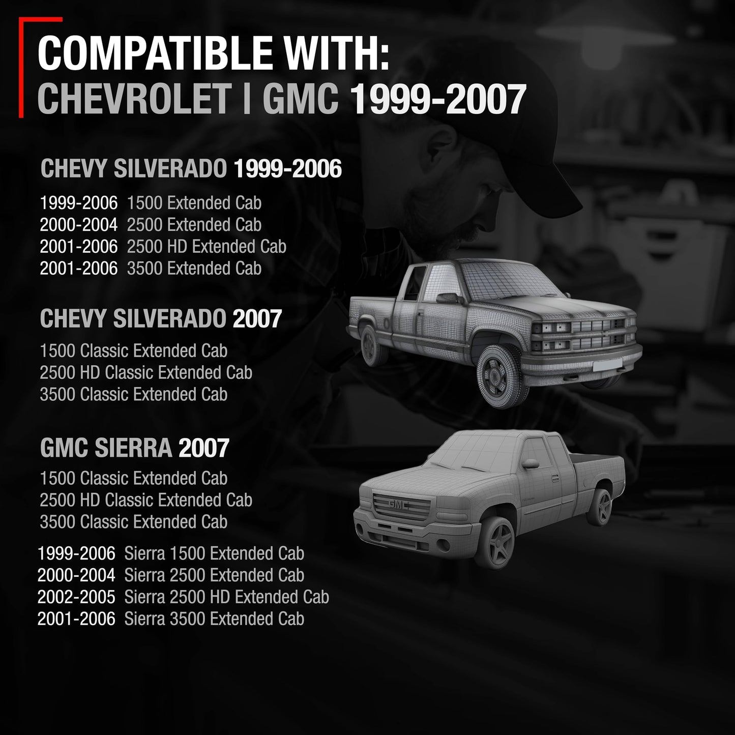 1999-2007 Chevrolet Silverado 1500 2500 GMC Sierra 1500 2500 3500 Extended Cab Rear Passenger Door Handle - Upgraded Metal - Right Side Ext Cab Handle (Metal)