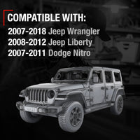 2007-2018 Jeep Wrangler Liberty 2007-2011 Dodge Nitro Exterior Front/Rear Driver & Passenger Door Handle Set - Textured Black - 2 Pack