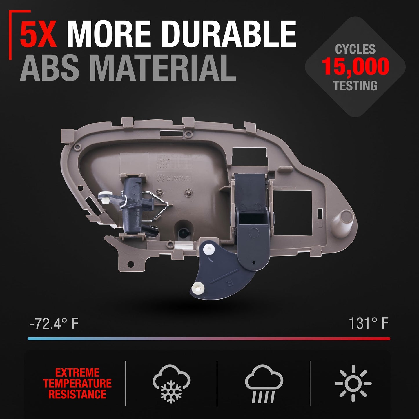 1995-2002 Chevrolet GMC C/K 1500 2500 3500 Blazer Suburban Yukon Cadillac Escalade Interior Front/Rear Passenger Door Handle - Upgraded Metal Light Brown - Front/Rear Passenger Side