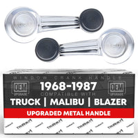 1965-1996 Buick Oldsmobile Chevrolet GMC Cadillac Pontiac Window Crank Handle Set Front/Rear Driver & Passenger - Chrome with Black Knob