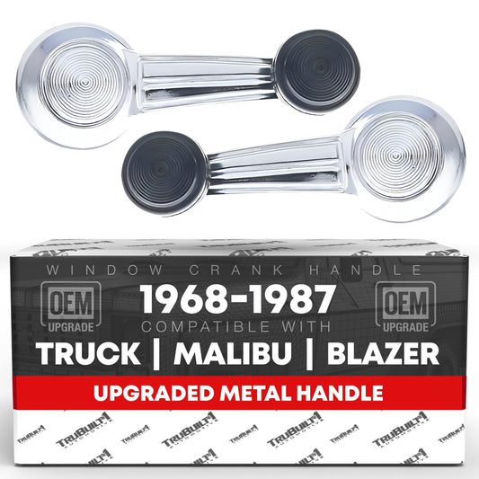 1965-1996 Buick Oldsmobile Chevrolet GMC Cadillac Pontiac Window Crank Handle Set Front/Rear Driver & Passenger - Chrome with Black Knob