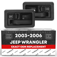 2003-2006 Jeep Wrangler Interior Front Driver and Passenger Door Handle Set - Textured Black Plastic - Driver + Passenger Door Handle