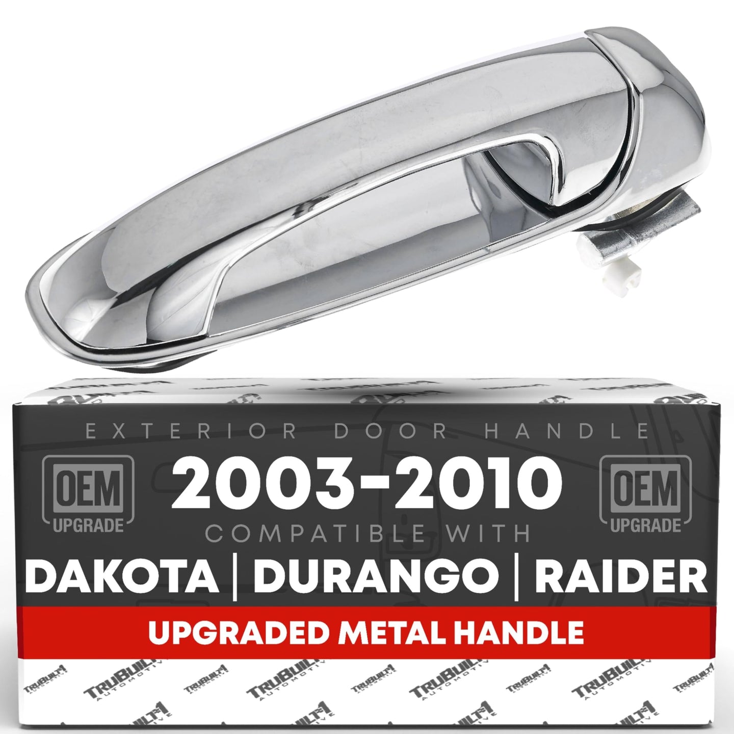 2002-2009 Dodge Ram 1500 2500 3500 4500 5500; 2005-2010 Dodge Dakota; 2004-2009 Dodge Durango Exterior Rear Driver Door Handle, Upgraded Metal - All Chrome - Rear Driver Side Handle