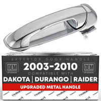 2002-2009 Dodge Ram 1500 2500 3500 4500 5500; 2005-2010 Dodge Dakota; 2004-2009 Dodge Durango Exterior Rear Driver Door Handle, Upgraded Metal - All Chrome - Rear Driver Side Handle