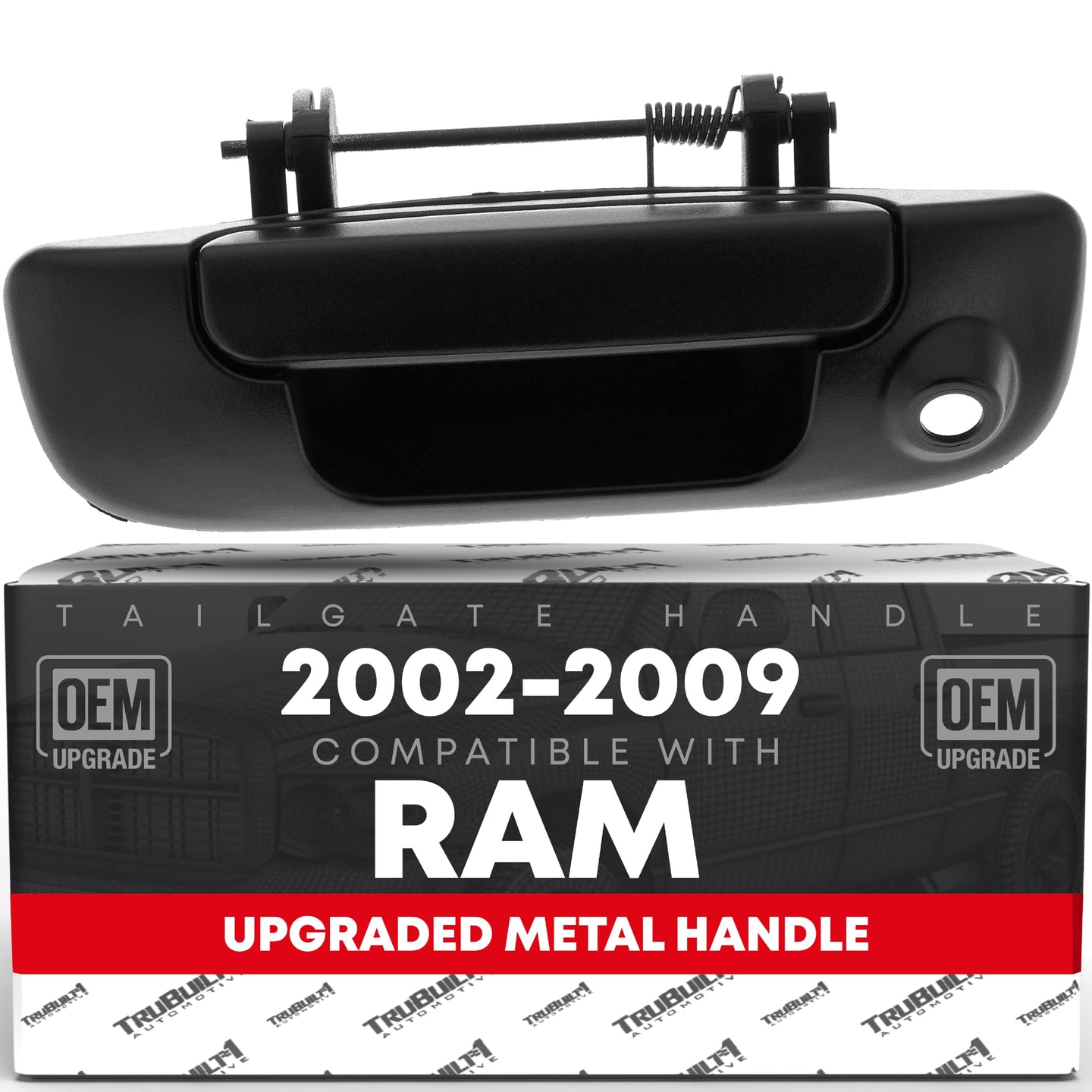 Dodge Ram Liftgate Handle - All Chrome Metal Assembly with Keyhole, Upgraded Replacement for 1500 2500 3500 - Texture Tailgate Handle
