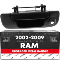 Dodge Ram Liftgate Handle - All Chrome Metal Assembly with Keyhole, Upgraded Replacement for 1500 2500 3500 - Texture Tailgate Handle