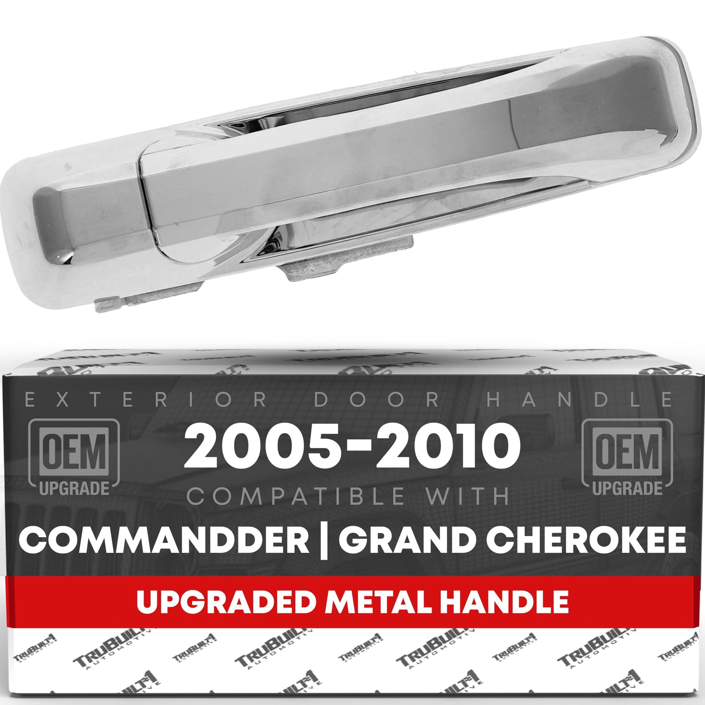 2006-2010 Jeep Commander; 2005-2010 Jeep Grand Cherokee Exterior Rear Driver Door Handle, Upgraded Metal - All Chrome - Rear Driver Side Handle