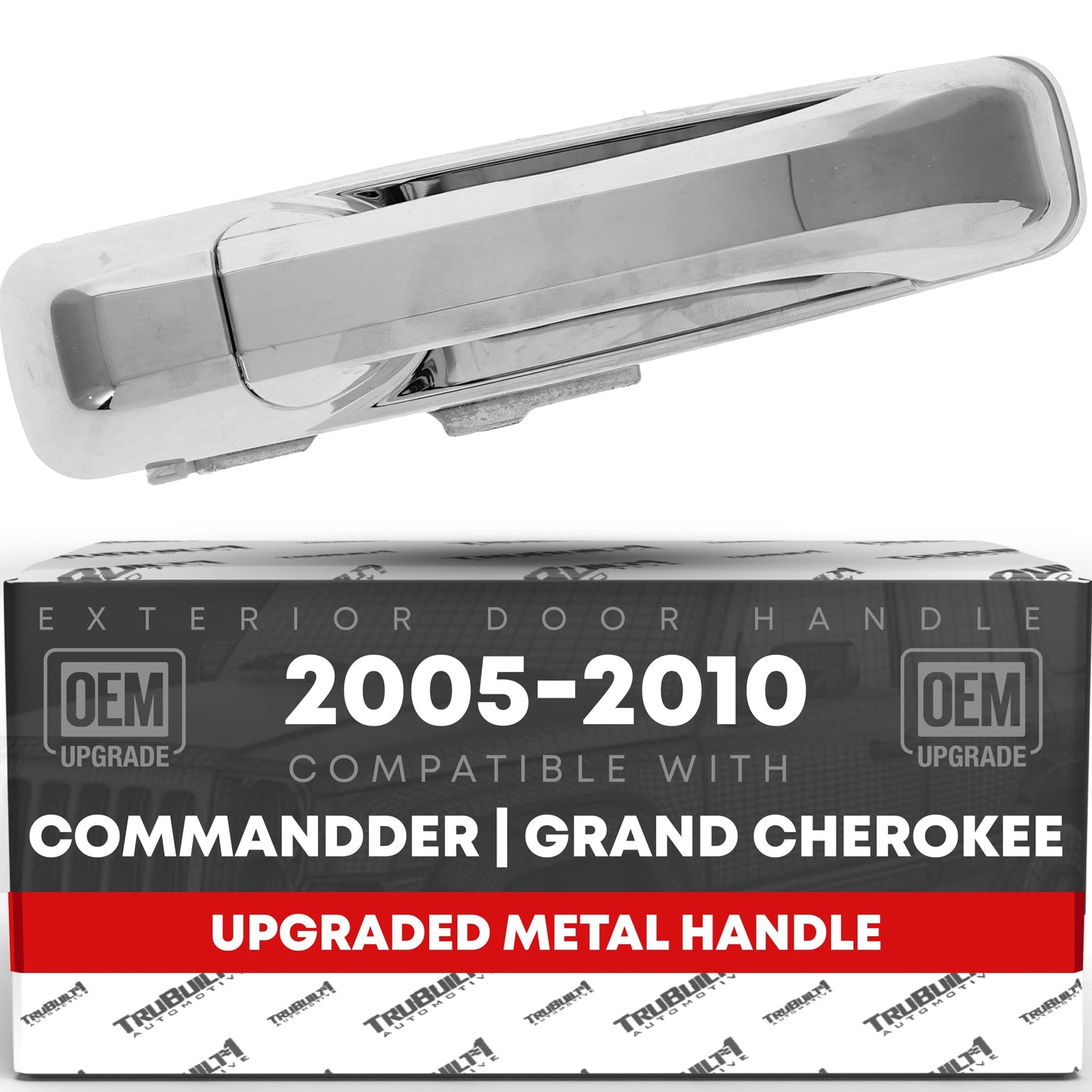 2006-2010 Jeep Commander; 2005-2010 Jeep Grand Cherokee Exterior Rear Driver Door Handle, Upgraded Metal - All Chrome - Rear Driver Side Handle