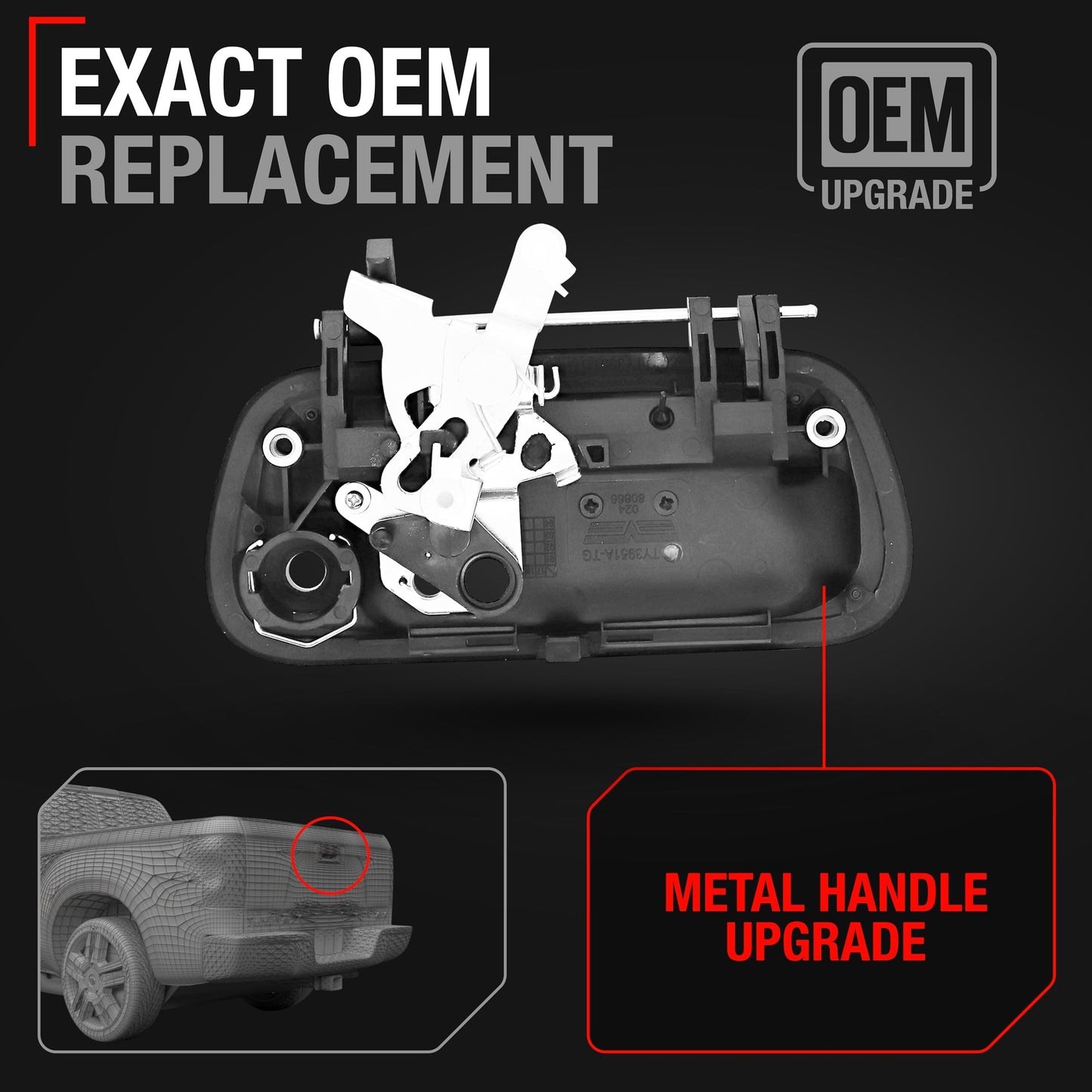 2000-2006 Toyota Tundra Tailgate Handle Latch - Upgraded Metal Exterior Tailgate Assembly Textured Black with Keyhole - Metal Upgrade