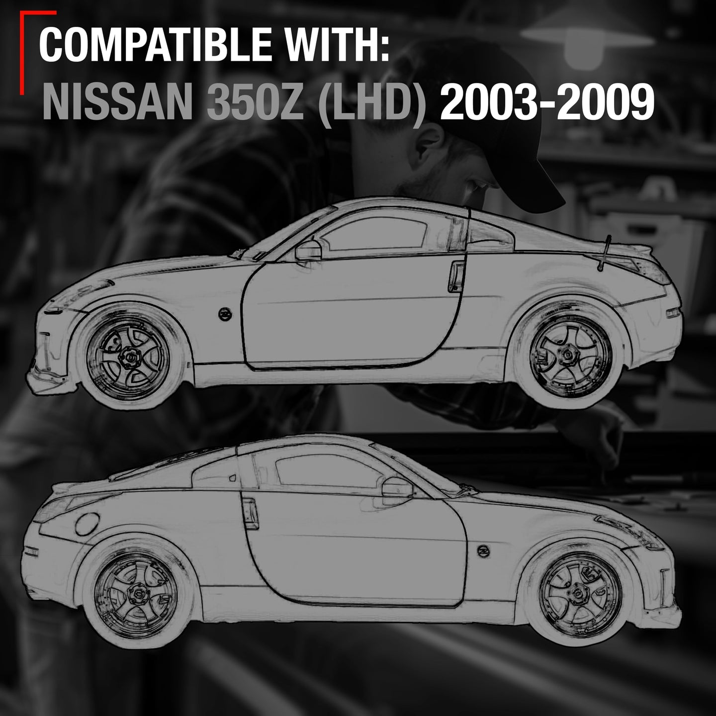 2003-2009 Nissan 350Z Exterior Front Driver and Passenger Door Handle Replacement - Primed Black - Driver + Passenger Side Handle - Black