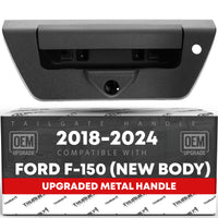 Tailgate Handle Latch Replacement, Upgraded Metal - Compatible with 2018 (New Body) - 2024 Ford F-150 - Exterior Tailgate Assembly, Textured Black w/ Keyhole, Camera Hole - OEM JL3Z-9943400-EB - Texture Tailgate Handle