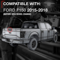 T1A Tailgate Handle Assembly, Upgraded Metal - Compatible with 2015-2018 (Before Model Change) Ford F-150 - Liftgate Latch Handle - Textured Black w/LED Hole, No Camera Hole OEM FL3Z-9943400-HA, 97695