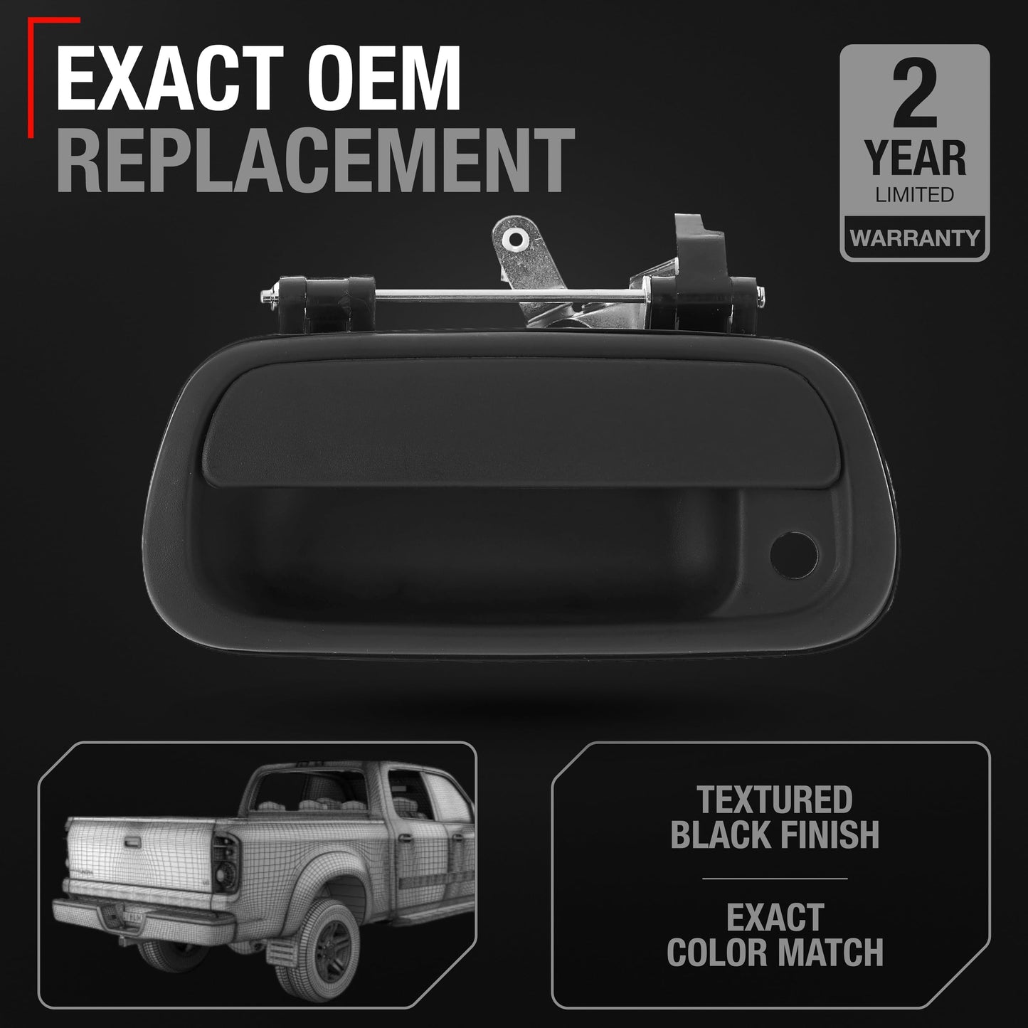 2000-2006 Toyota Tundra Tailgate Handle Assembly Replacement with Keyhole - Tailgate Latch Textured Black - Black Texture
