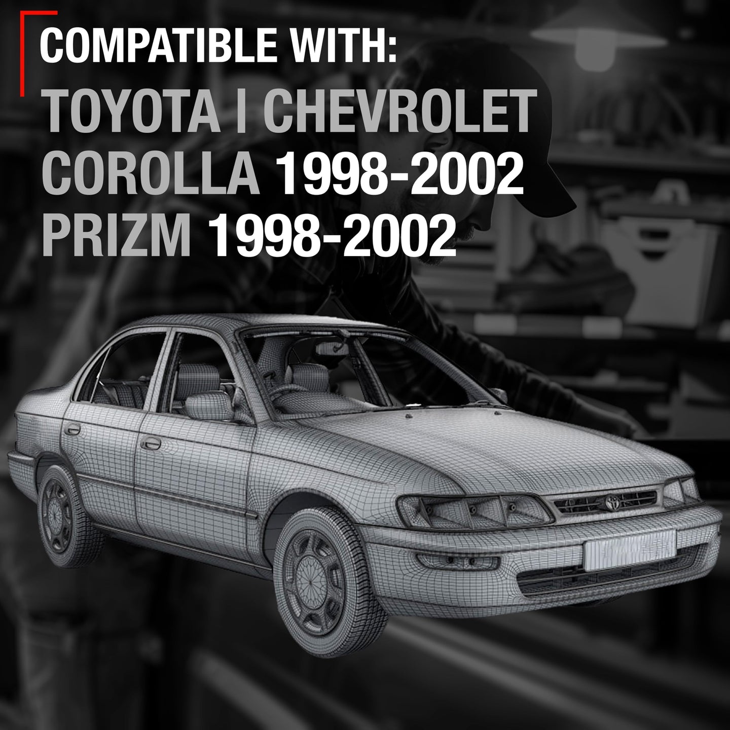 1998-2002 Toyota Corolla, 1998-2002 Chevrolet Prizm Exterior Front Passenger Door Handle Replacement - Textured Black, Plastic - Front Passenger Side