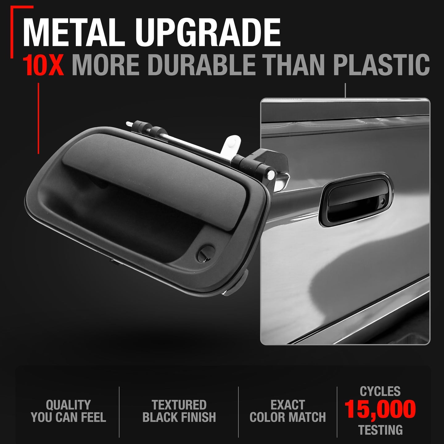 2000-2006 Toyota Tundra Tailgate Handle Latch - Upgraded Metal Exterior Tailgate Assembly Textured Black with Keyhole - Metal Upgrade