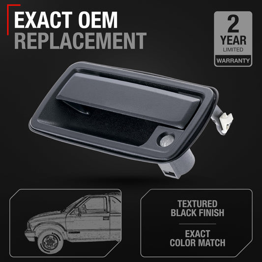 1998-2004 Chevrolet Blazer S10 GMC Jimmy Sonoma Envoy Isuzu Hombre Oldsmobile Bravada Exterior Front Driver Door Handle - Textured Black Metal - Front Driver Door Handle