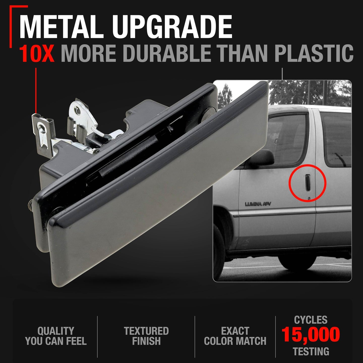 Chevrolet Astro GMC Safari Pontiac Trans Sport Exterior Rear Sliding Door Handle - Upgraded Metal - Driver + Passenger Sliding Handle