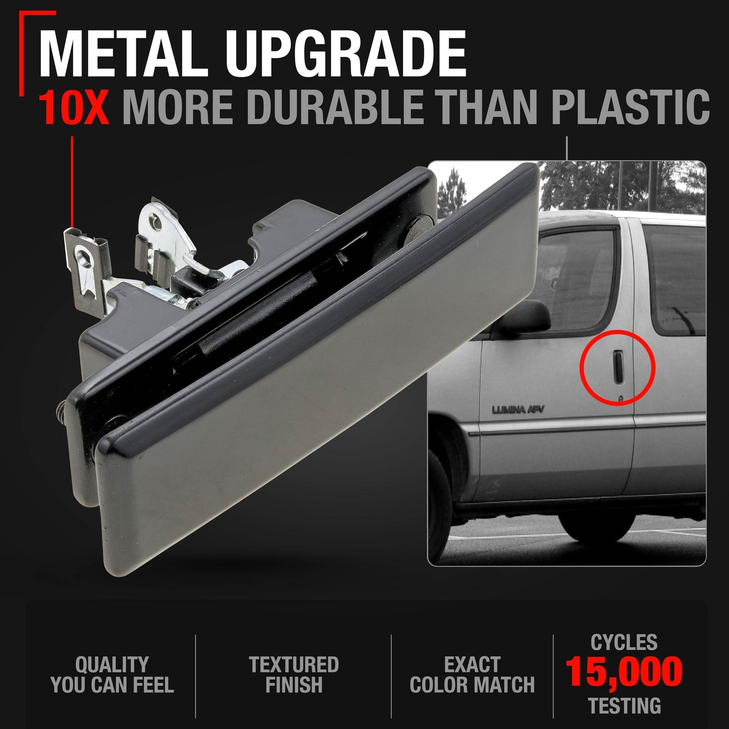 Chevrolet Astro GMC Safari Pontiac Trans Sport Exterior Rear Sliding Door Handle - Upgraded Metal - Driver + Passenger Sliding Handle