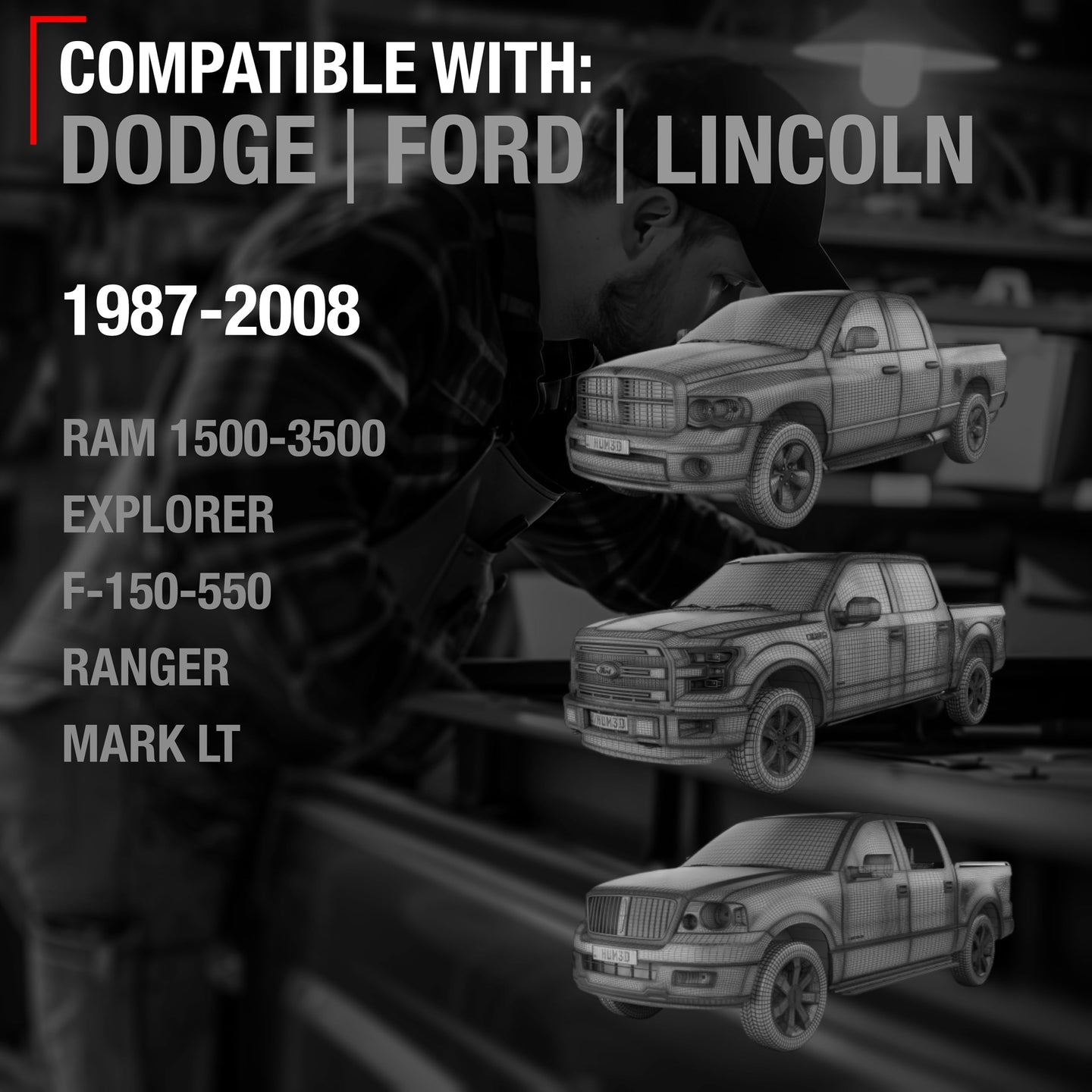 1987-2008 Dodge Ram Tailgate Hinge Insert Kit, 4-Piece Set, Driver Side and Passenger Side