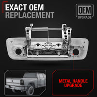 T1A Tailgate Handle Latch, Upgraded Metal - Compatible with 2009-2012 Dodge Ram 1500 2500 3500 - Exterior Tailgate Assembly, All Chrome w/Keyhole, Camera Hole - OEM 68197873AA-ACHMT