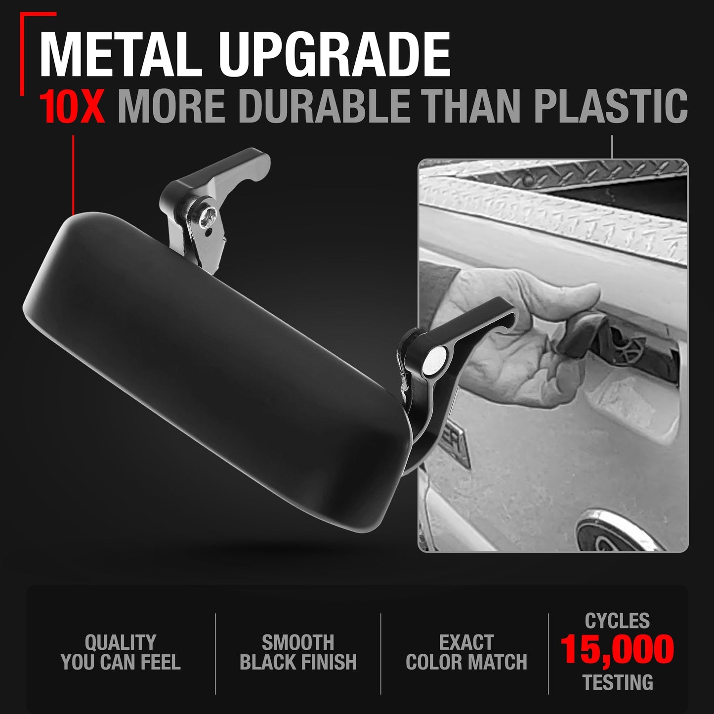 1998-2011 Ford Ranger Tailgate Handle Latch Upgraded Metal Smooth Black - Smooth Tailgate Handle